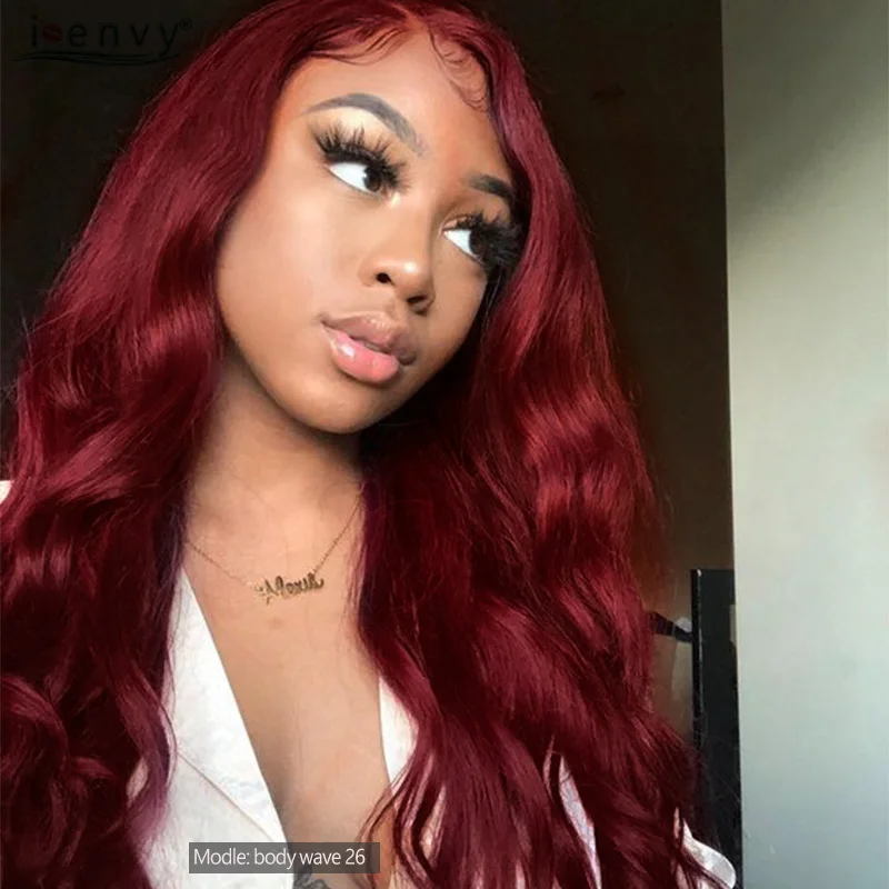

i-envy 99J Bundles With Closure Body Wave Brazilian Human Hair 4 Bundles With Closure Burgundy Red Weave With 4X4 Closure Remy