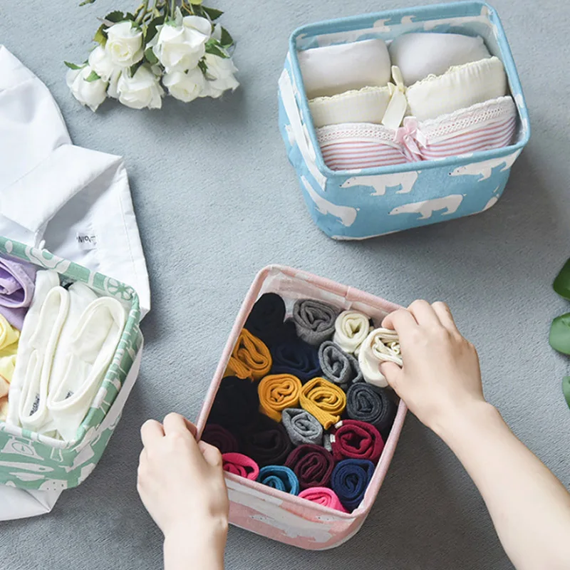 

26 Colors 1PC Cute Animal Desktop Storage Box Linen Sundries Storage Cotton Printing Waterproof Organizer Storage