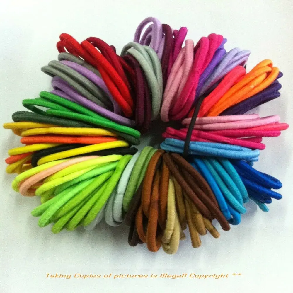 Dark color Mix 50pcs 50/100 шт. цветной зарядный кабель в нейлоновый оплетке с резиновые ленты эластичные повязки на голову для девушек Детская Scrunchie держатель резинки для волос аксессуары - Окраска металла: Dark color Mix 50pcs