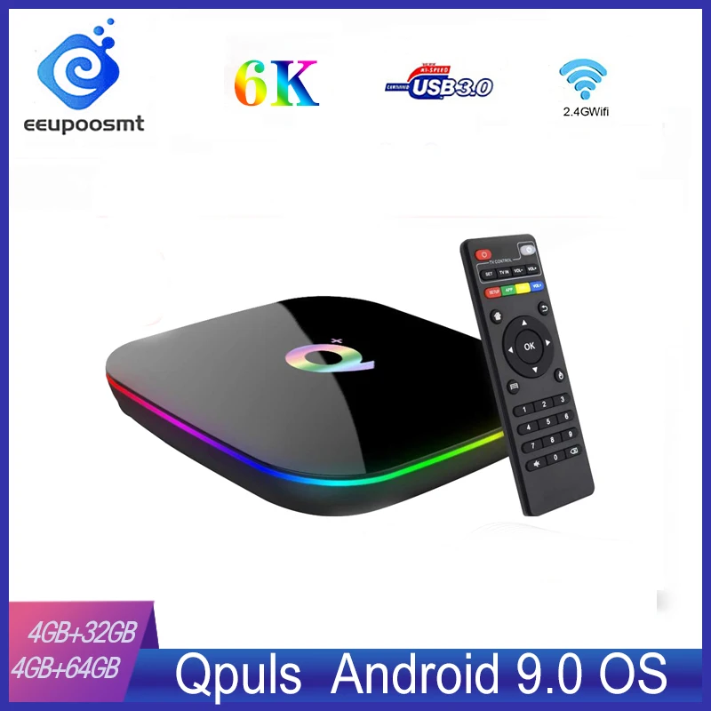ТВ приставка Q Plus на Android 9 0 4 + 64 ГБ 32 Allwinner H6 ядра 6K H.265 2 ГГц Wi Fi|ТВ-приставки и