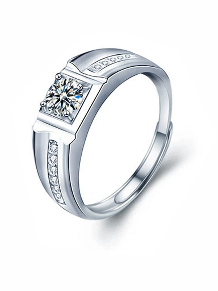 

925 sterling silver personality men's moissanite square ring, punk style, simple, banquet ring