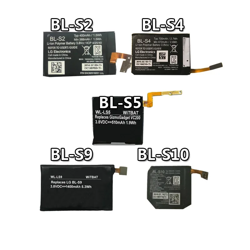 Батарея для LG часы BL-S1 W100 W100KT BL-S3 R W110 W150 BL-S6 Urbane 2 W200 BL-S7 W280 W280A BL-S8 W270 BL-S2/S4/S5/S9/S10 |