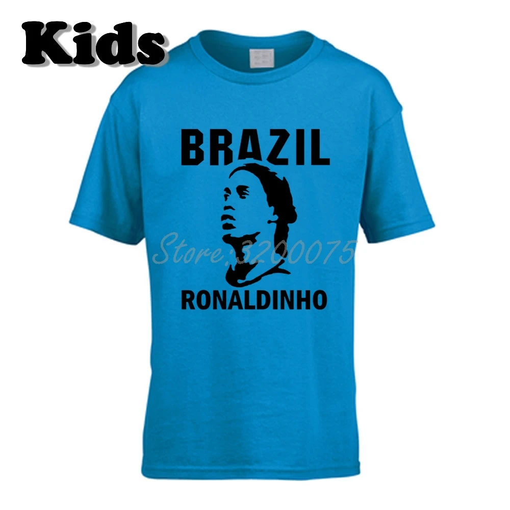 27 Детская футболка Ronaldo De Assis Moreira Ronaldinho 10, Бразильская Легенда Футболка с круглым вырезом для мальчиков и девочек W19032911 - Цвет: 27
