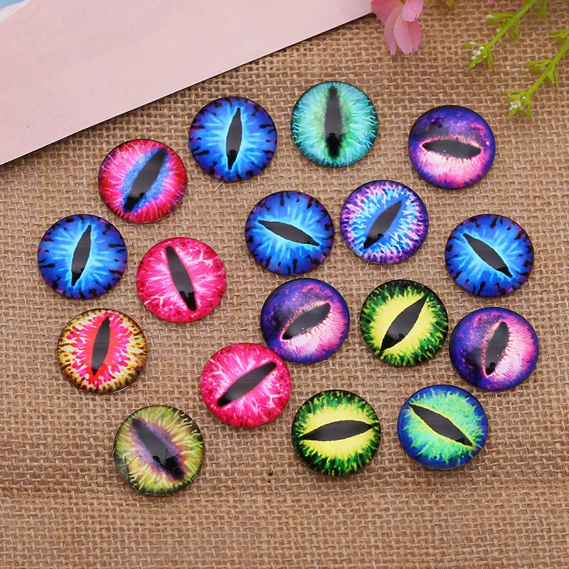 

20pcs Multi Size Hot Round Pattern Glass Cabochon DIY Handmade Mixed Dragon Eyes Picture Cabochons Jewelry Accessories