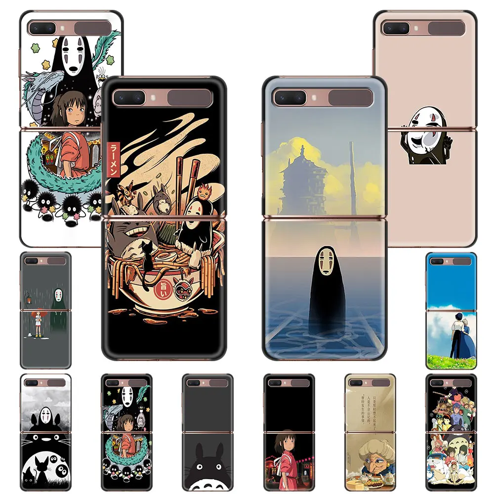 

Japan Spirited Away Black PC Hard Cover For Samsung Galaxy Z Flip z flip3 5G Foldable Phone Case ZFlip Fold Shell Coque Capa