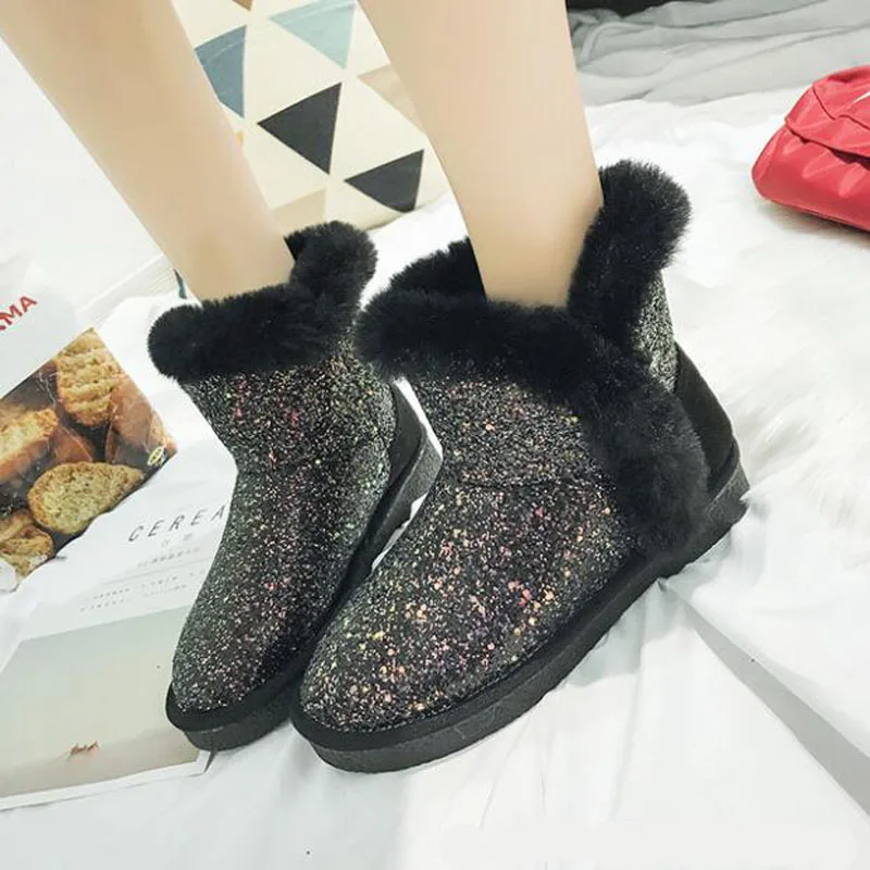 Зимние ботинки ботильоны женская обувь меховые теплые повседневная из