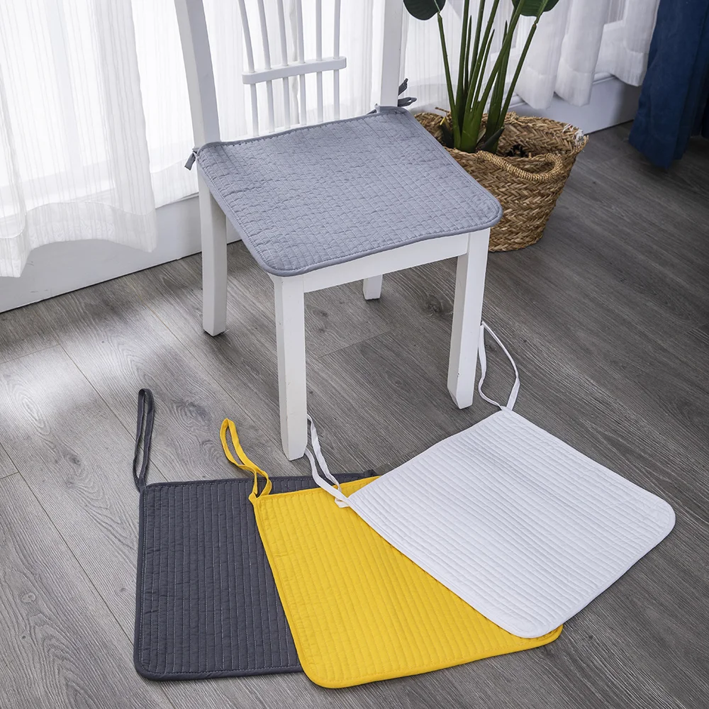 

Fashion Simple Square Stool Cushions Cotton Solid Color Chair Pad Grey Outdoor Seat Cushion Thin