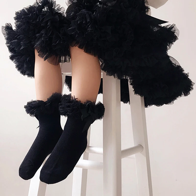 Детские газовые носки с бантиком ярких цветов 5 детские кружевные короткие