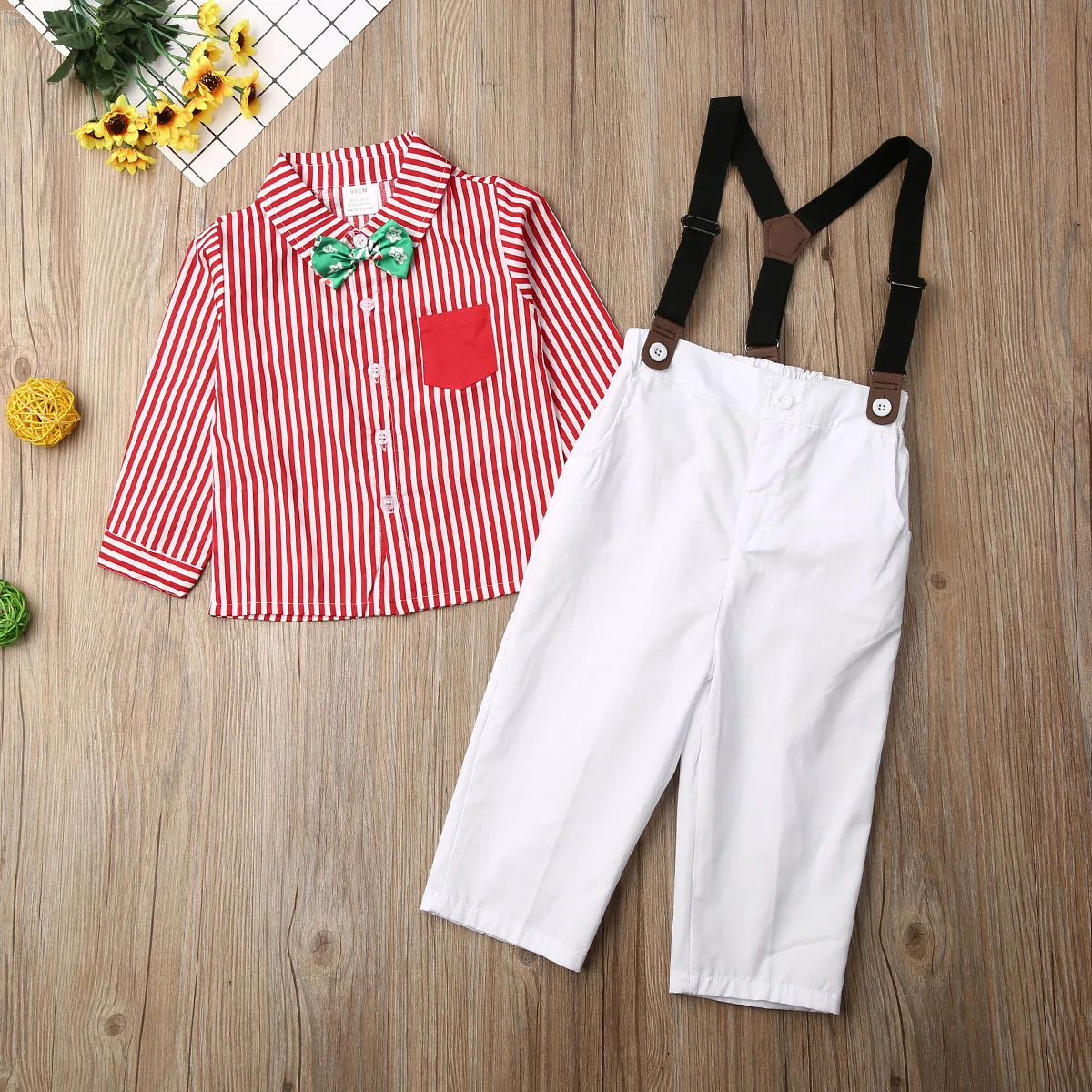 Новое поступление яркий костюм для маленьких мальчиков на рождество подтяжки