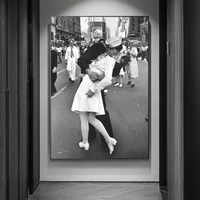 the kiss in times square old photo poster and prints vintage canvas wall art painting retro decor picture for living room