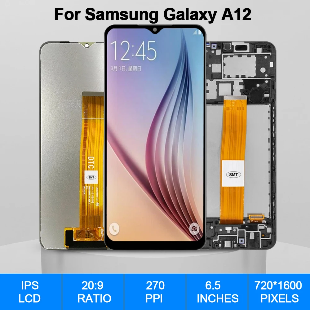 Pantalla t&aacute;ctil Original para Samsung Galaxy A12, piezas de repuesto de digitalizador LCD, 125F, A125M-1