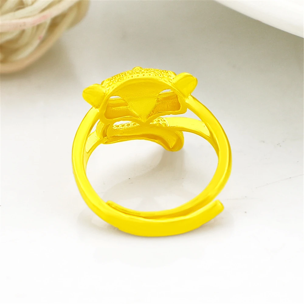 Обручальные кольца из желтого золота для женщин Открытое кольцо с лисой