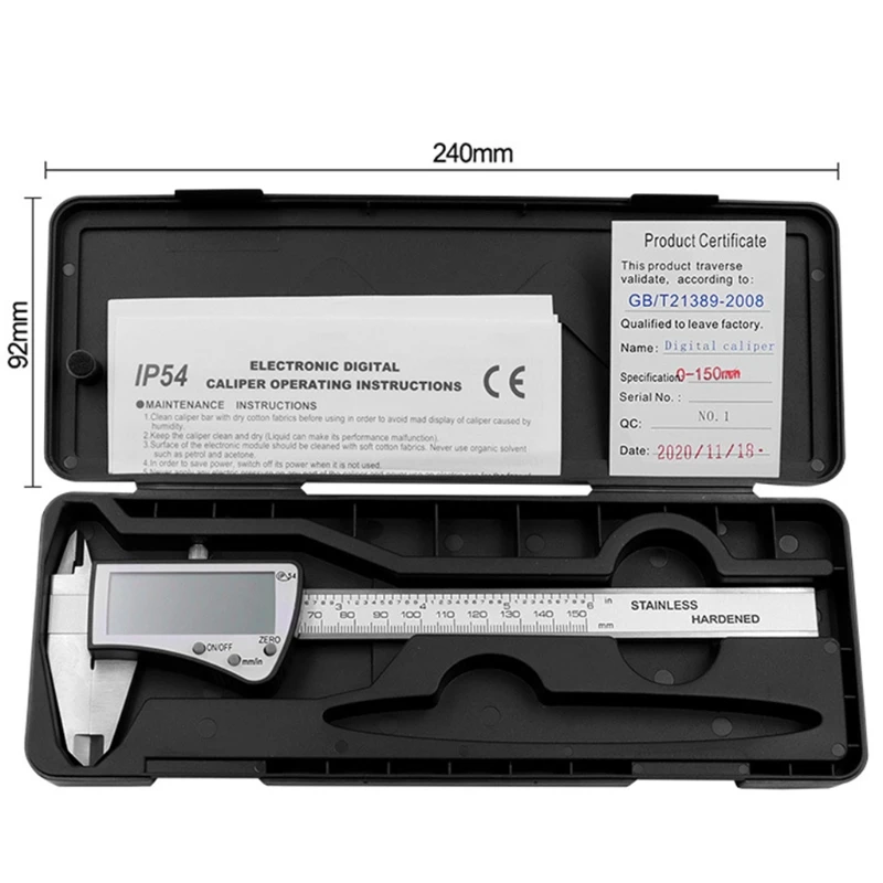 

6-Inch 150mm digital calipers Stainless Steel Electronic Digital Vernier Caliper Metal Micrometer Measuring tool CALIPER