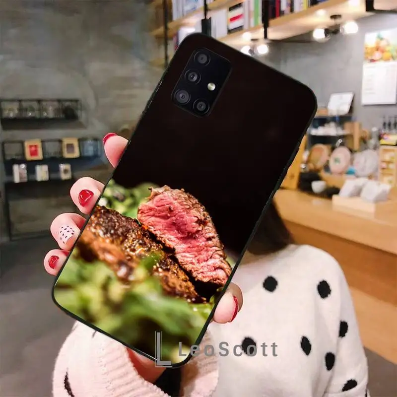 

steak Gourmet food Phone Case For Samsung A32 A51 A52 A71 A50 A12 A21S S10 S20 S21 Plus Fe Ultra