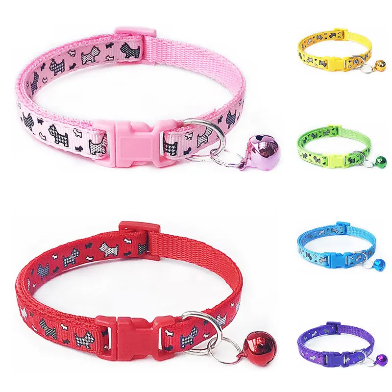 

1pc Dog Collar Personalized Pet Collar Bell Cartoon Print Neck Strap Adjustable Buckle for Small Medium Large Dogs Pitbull Pug