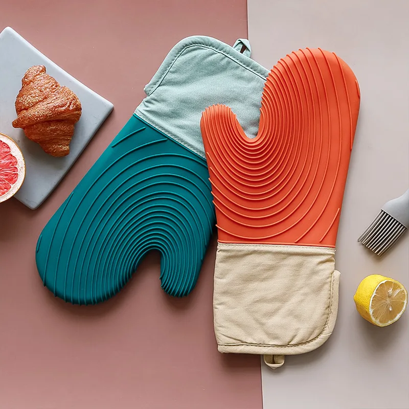 

Перчатки для духовки, кухонные термоизоляционные утолщенные силиконовые перчатки для выпечки, для микроволновой печи