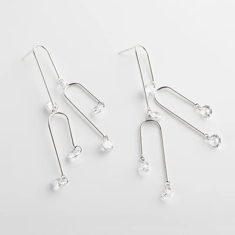 

Серьги-подвески женские из серебра 925 пробы, с фианитами