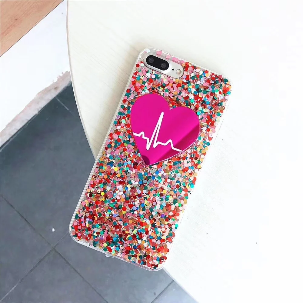 Блестящий чехол для телефона с сердечками IPhone 11 Pro X XS MAX XR мягкий из ТПУ