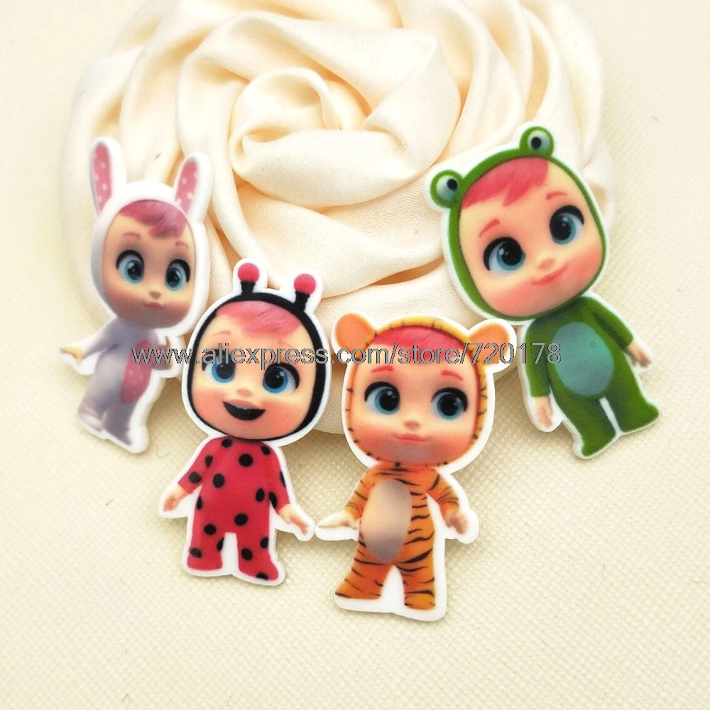 

30pcs/50pcs Mixed Lovely Flat Back Planar Resin Cartoon doll baby Acrylic Resin Cabochons for DIY bow Decoration 1.2inch STK71