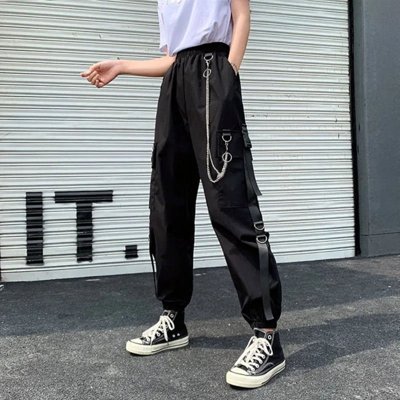 Зимние флисовые брюки в стиле панк хип-хоп подростковые Харадзюку черная