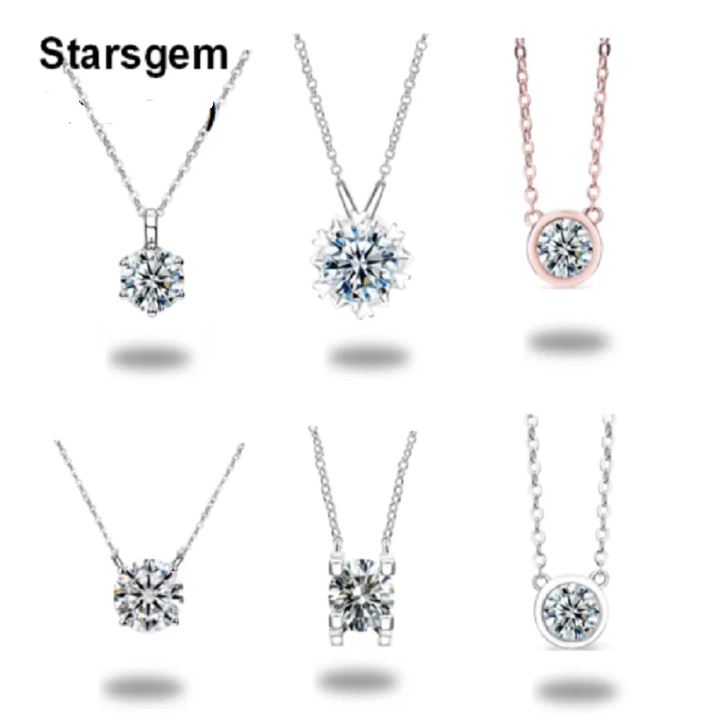 

1 Carat 925 Silver Plated Gold Jewelry 6.5mm Moissanite Diamond Necklaces