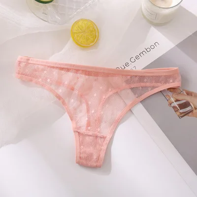 

Women Lace Thongs Sexy Transparent G-string Panties Girl Dots Lace T-back Underwear Low-Waist Female Underpants M-XL