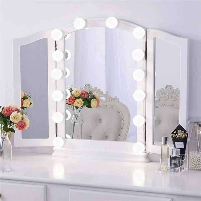 

LED 12V Makeup Mirror Light Bulb Hollywood Vanity Lights Stepless Dimmable Wall Lamp 6 10 14Bulbs Kit for Dressing Table