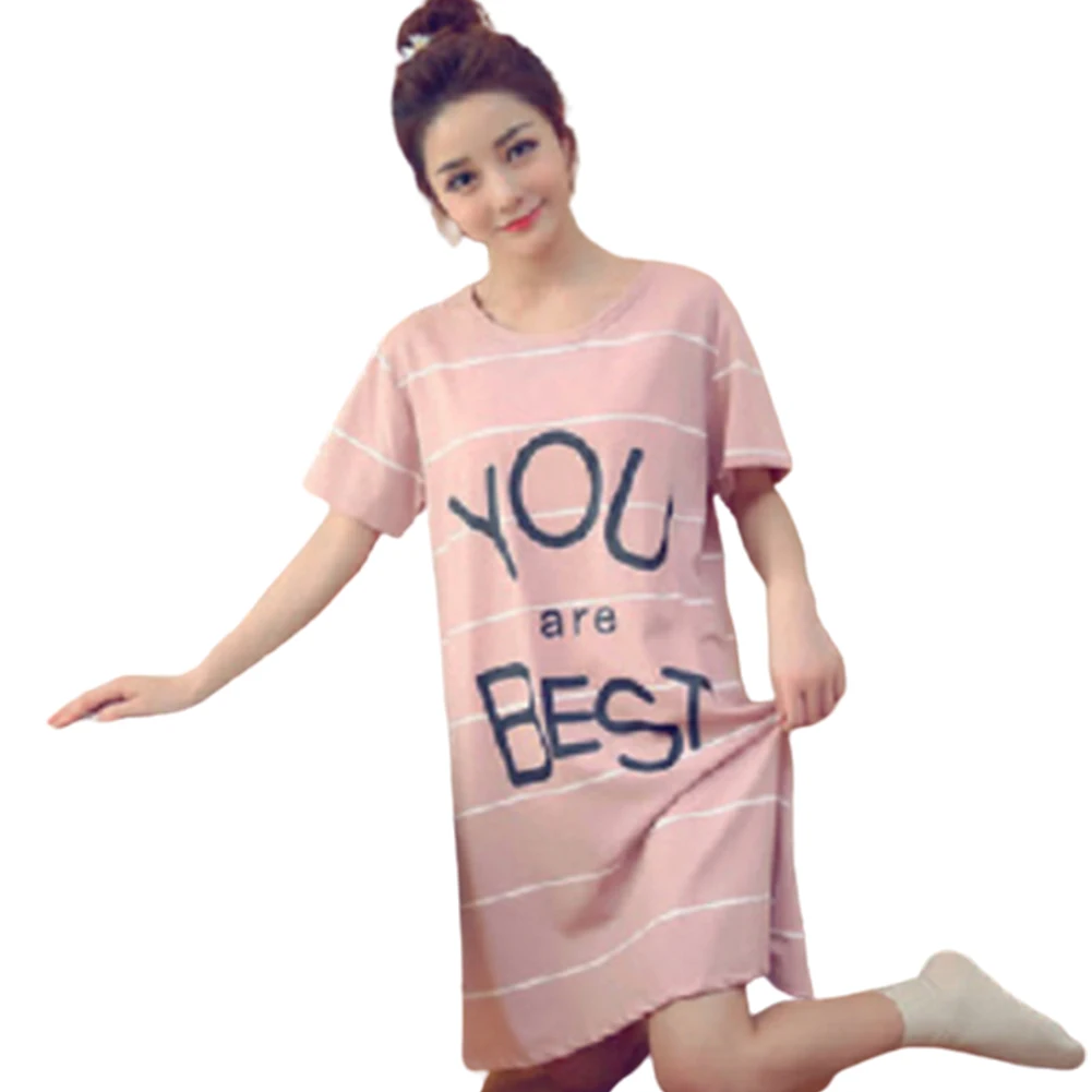 

Women Casual O Neck Short Sleeve Cute Camera Cats Nightgown Nightdress Sleepwear Girls Comfortable Home Clothes