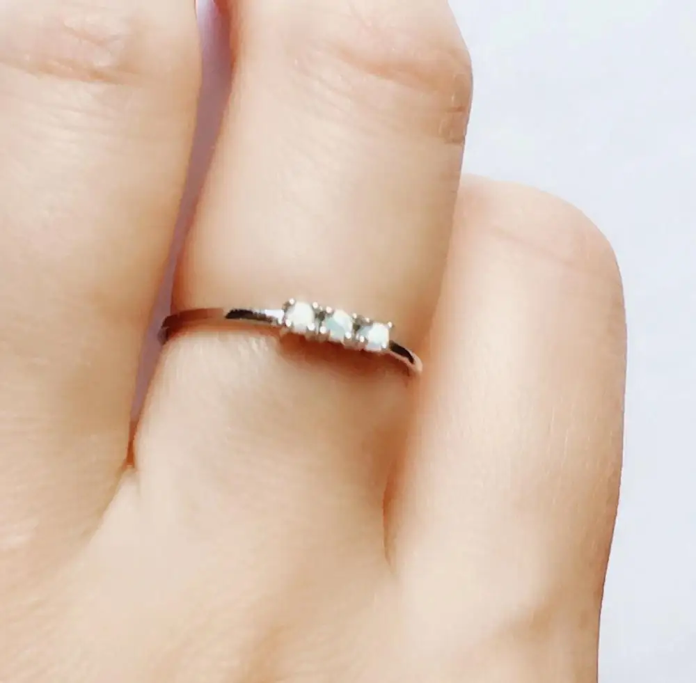 S925 стерлингового серебра 3 точки циркониевое кольцо 059|Кольца| |