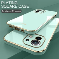 luxury plating square frame phone case for xiaomi mi 11 lite 5g on xiomi 11lite 4g mi11i xiaomi11 ultra soft silicone ring cover