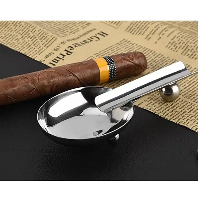 1PC Stainless Steel Cleanable Premium Portable Cigar Ashtray Tray for Smoking Indoor Outdoor Cigarette | Дом и сад