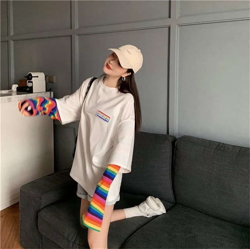 Милый джемпер Женская мода Ulzzang девушка печати Женская футболка уличная одежда с длинным рукавом весна осень Женская Повседневная футболка Топы повседневные