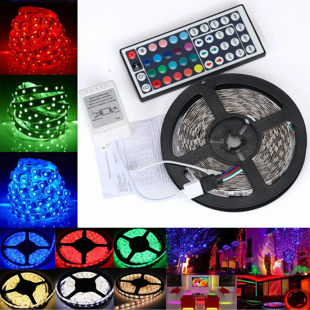 

LED Strip Lights RGB LED Light Strip 3528 SMD Flexible Color Changing Light String for Home Lighting Kitchen Bed Decoration