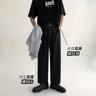 Брюки мужские прямые шелковые повседневные, модные деловые дизайнерские хлопковые Формальные свободные трендовые серыечерные костюмные, M-5XL, 2021