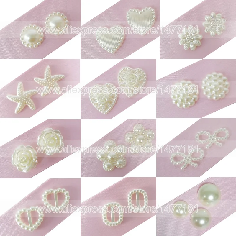 Смешанные цвета слоновой кости белые Кабошоны украшения сердце лук Роза Flatback