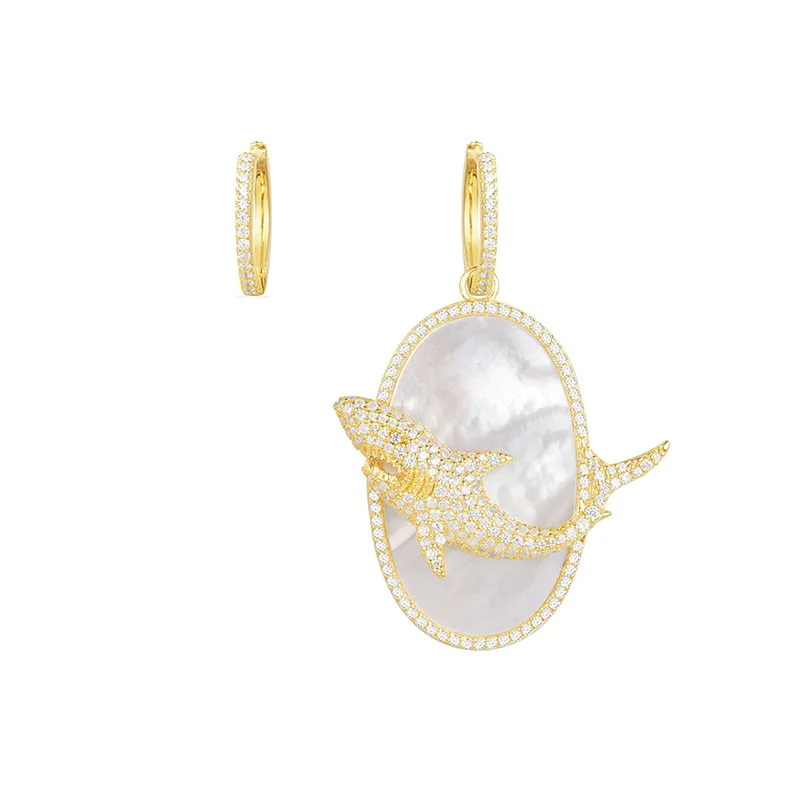 

S925 Sterling Silver Fritillaria Marine Animal Shark Earrings High-end Luxury Brand Monaco Jewelry For Woman Party Gift