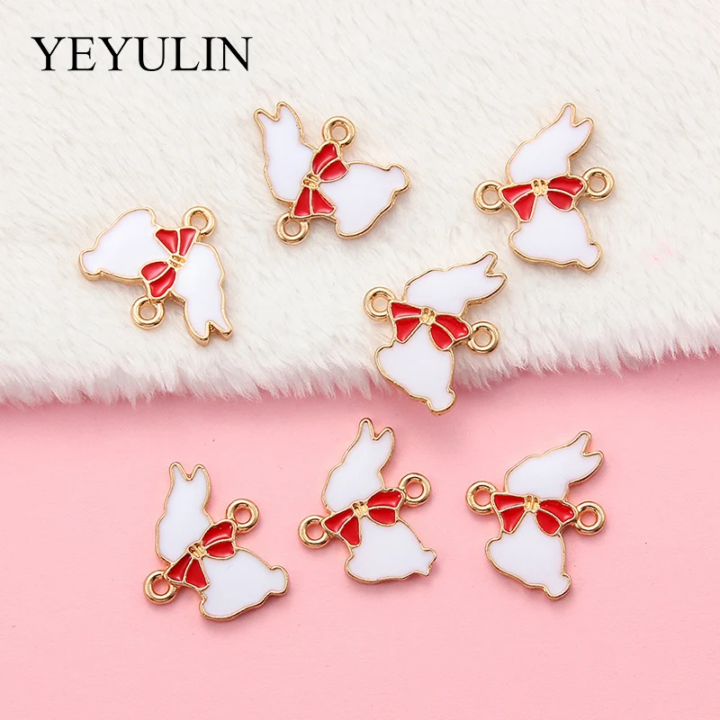 10 шт. бантик на кроличьем меху Разъемы сплав эмаль браслет для изготовления