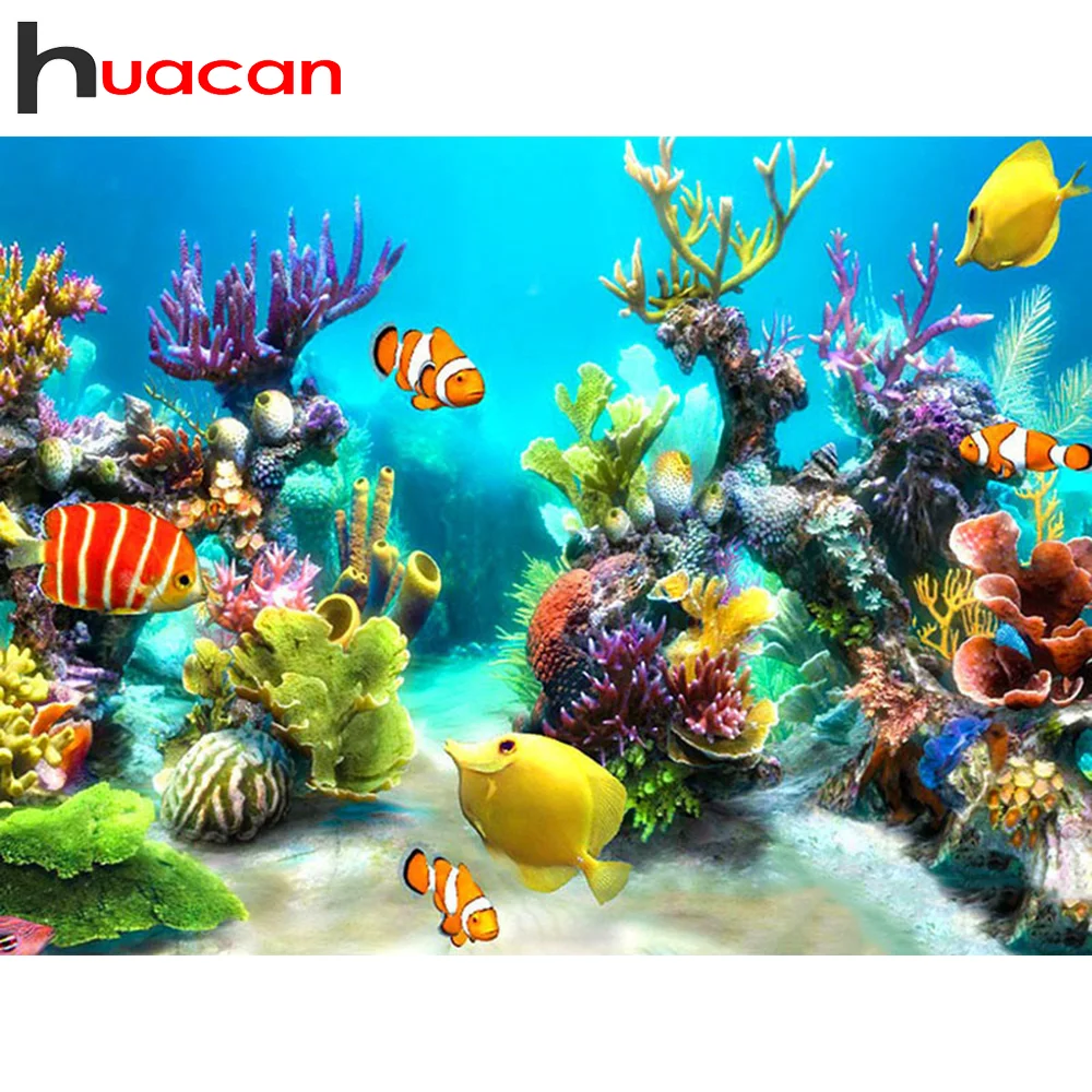 

Huacan алмазная вышивка распродажа море Рыба Полная площадь/Круглый животные рукоделие декор для дома