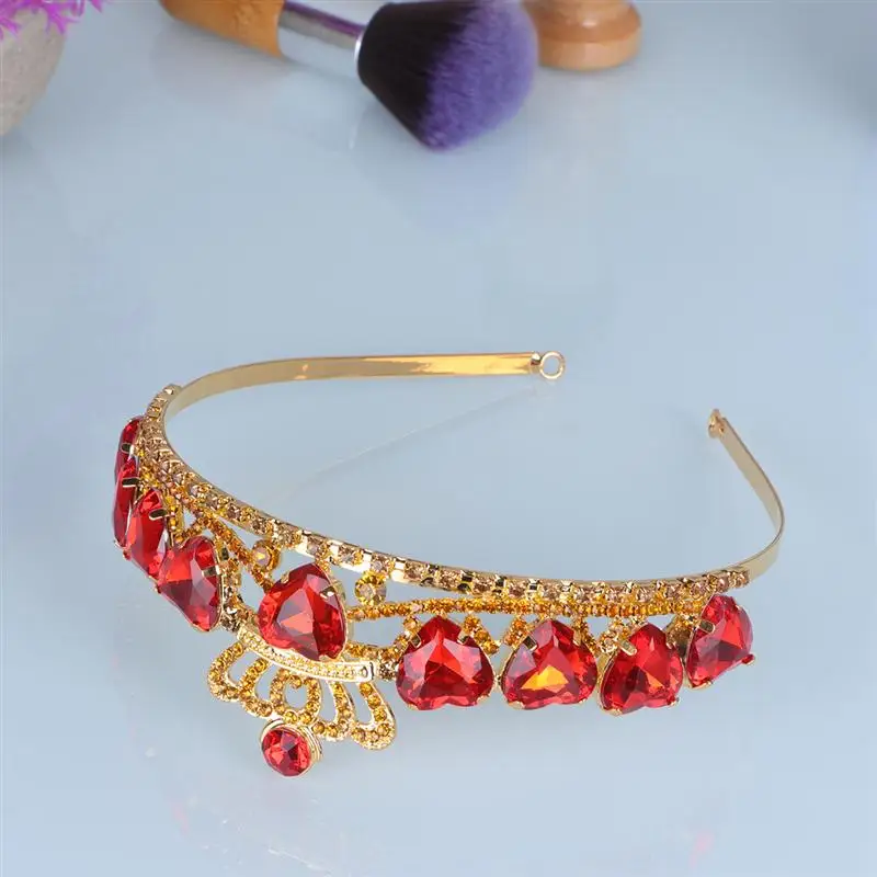 2pcs Kids Crown Red Peach Heart Crystal Exquisite Tiara Hair Hoop Beautiful Headdress for Birthday Performance Party | Украшения и