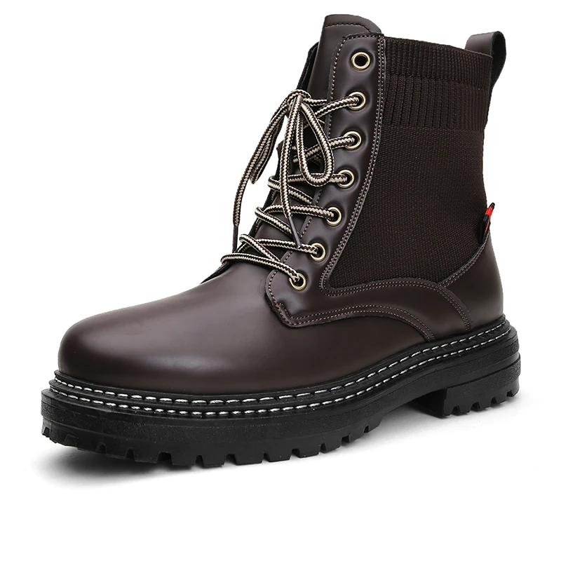 

Woven Collar Wamring Fur Winter Boots for Men Microfiber Tactical Military Men's Boots Rubber Bottom Trend Men's Work Boots