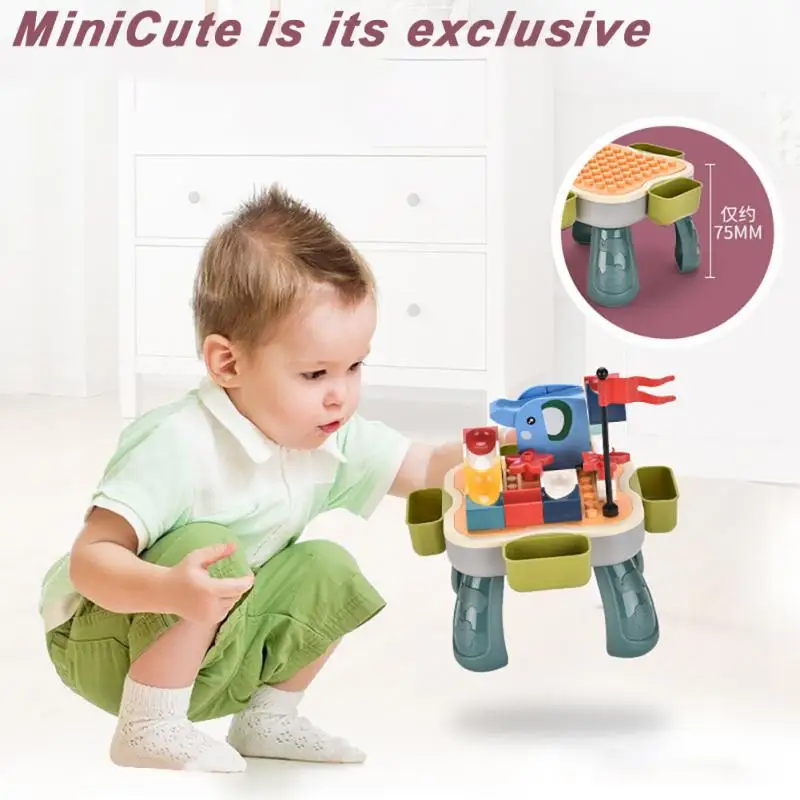 

Children Playing Table Mini Building Block Multi-Function Learning Small Desk Building Blocks DIY Toys Table With Pocket Storage