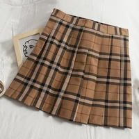 temperament contrast color plaid striped skirt korean version of pleated skirt 2021 autumn high waist
