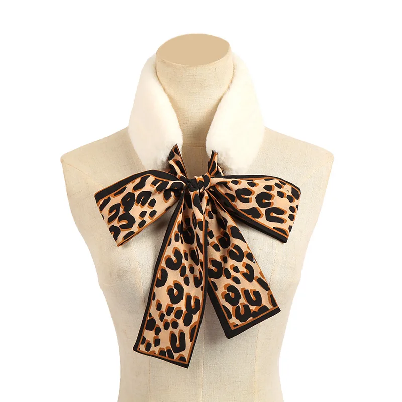 Зимний новый меховой воротник модный шарф из искусственного меха с леопардовым