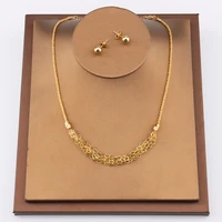 gold color dubai jewelry sets women african party wedding gifts chain necklace silver plated bead earrings jewellery sets gifts