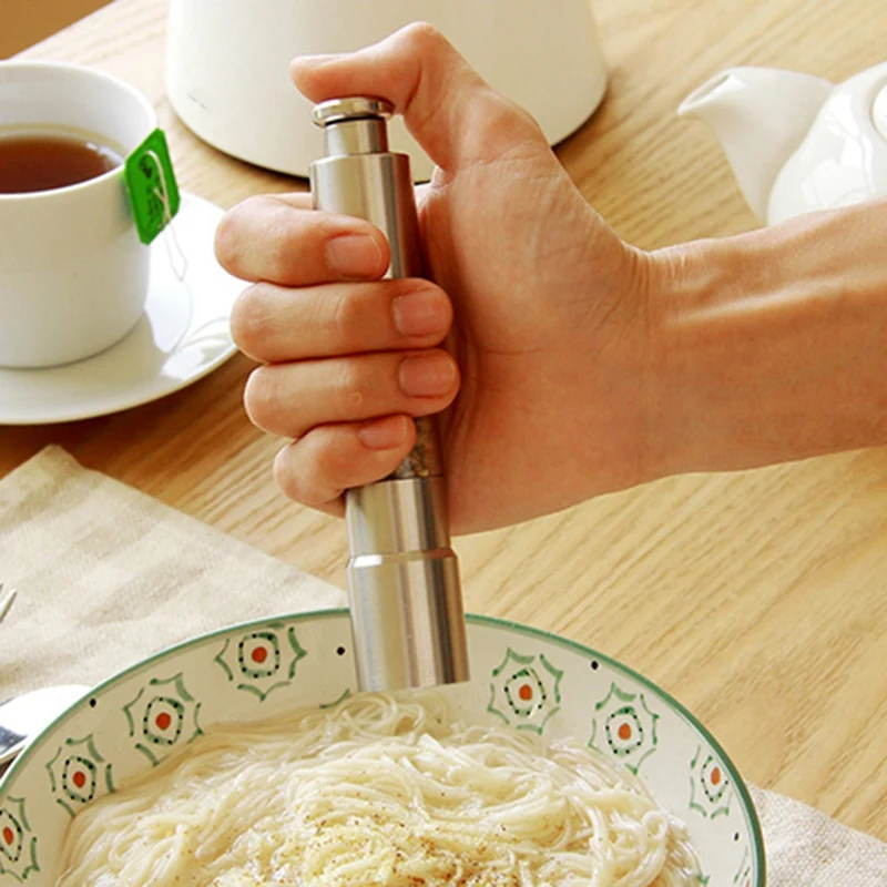 Кухонная ручная мельница для соли и перца с толчком большого пальца из