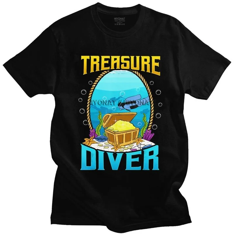 

Mens Awesome Scuba Diving T Shirt Short Sleeves Cotton Graphic Tshirt Cool T-shirt Casual Treasure Diver Tee Slim Fit Apparel
