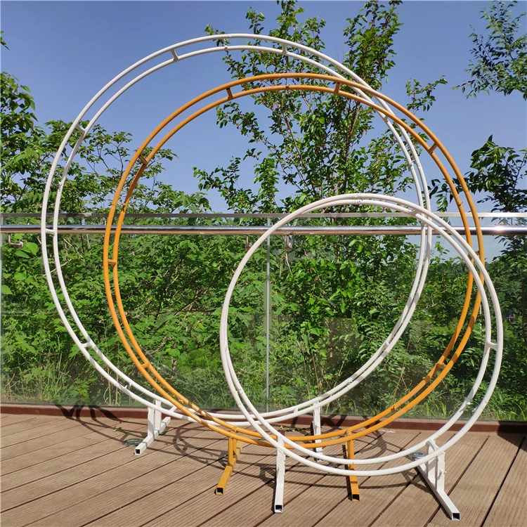 

Wedding wrought iron arch props ring double pole flower door shelf arc wedding outdoor garden background decoration garden arch