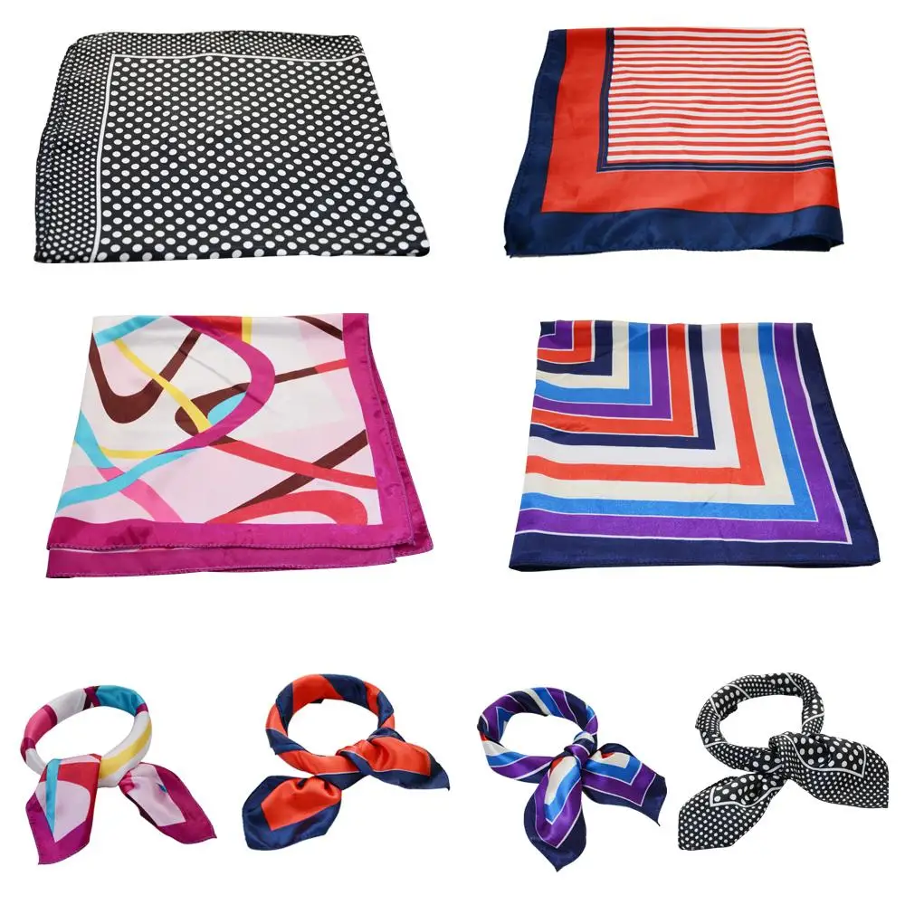 Женский Элегантный квадратный шейный платок из искусственного шелка бандана |