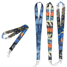 20pcs/lot AD449 Patchfan Vangogh Art Lanyard keychains Badge ID Lanyards Mobile Phone Rope key Lanyard Neck Straps Accessories
