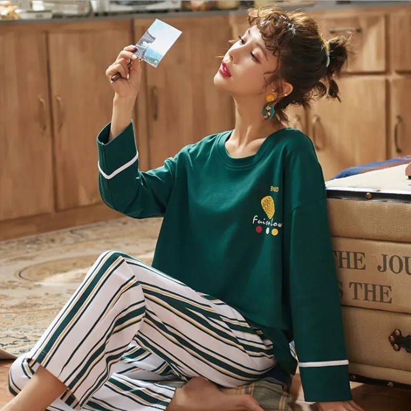 Japan Anime Autumn Cotton Pajamas for Women Cute Night Sleepwear Chibi Maruko-chan Female Pijamas Suit Long Sleeve Pyjama Mujer